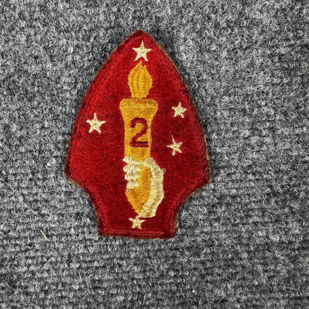 Original WWII USMC 2nd Marine Division Patch Wool Felt Cut Vintage Solider Worn